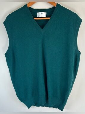Balanttyne Men’s Vest Sweater Size 44 Green Made In Scotland Pure Cashmere EUC